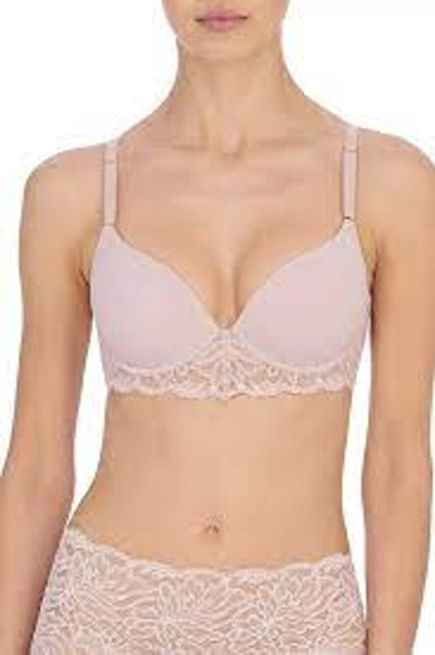 Natori Womens 36DD Underwire Bra Embolden Contour Pink Lace Boning Smooth 721282